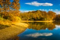 Autumn color at Lake Marburg, Codorus State Park, Pennsylvania. Royalty Free Stock Photo