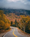 Autumn color and road at Grafton Notch State Park, Maine