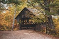 Autumn color and the Sunday River Covered Bridge, in Newry, Maine