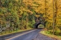 Autumn Color Surrounds Smoky Mountain Tunnel Royalty Free Stock Photo