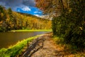 Autumn color and trail at the Trout Lake in Moses H. Cone Park