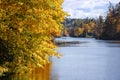 Autumn Color Trees on the Cullasaja River in North Carolina Royalty Free Stock Photo