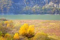 Autumn colored lakeside scenery Royalty Free Stock Photo