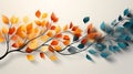 autumn colored tree branch with fall leaves in motion on background, template natural banner concept Royalty Free Stock Photo