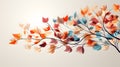 autumn colored tree branch with fall leaves in motion on background, template natural banner concept Royalty Free Stock Photo