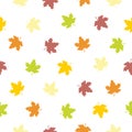 Autumn seamless pattern. Fallen vector maple leaves Royalty Free Stock Photo