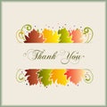 Thank you autumn colorful fall leaf colorful season greetings card holidays celebrations logo design vector image Royalty Free Stock Photo