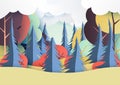 Autumn and colorful forest nature landscape paper art style Royalty Free Stock Photo