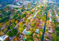 Autumn Colors Aerial on Historic Homes in Austin , Texas