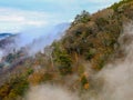 Autumn colors as seen from KOKONOE UME SUSPENSION BRIDGE,Kokonoe City,Oita Prefecture,Kyushu,Japan