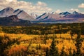 Autumn colors in Denali state and national park in Alaska Royalty Free Stock Photo