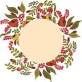 Autumn colors floral round frame with copy space Royalty Free Stock Photo