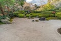 Autumn colors at karesansui, a garden of raked sand, rocks and plants representing legendary Buddhist Mount Shumi. Fugenzan Meiget