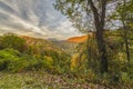 Autumn colors mountain tops to valleys below Royalty Free Stock Photo