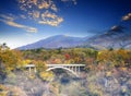 Autumn colors of Naruko Gorge in Japan and nice blue and cloud b Royalty Free Stock Photo
