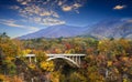 Autumn colors of Naruko Gorge in Japan and nice blue and cloud b Royalty Free Stock Photo