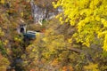 Autumn colors of Naruko Gorge in Japan and nice blue and cloud background Royalty Free Stock Photo