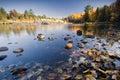 Autumn colors reflected in lake, Minnesota, USA