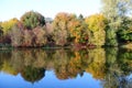 The autumn colors of trees near river Royalty Free Stock Photo