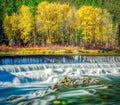 Autumn colors, Wenatchee river, Leavenworth, Washington Royalty Free Stock Photo