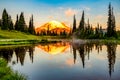 Sunrise on Mt Rainier upper Tipsoo lake, Washington Royalty Free Stock Photo