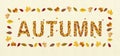 Autumn with colourful letters and falling leaves