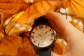 Autumn come with Clock isolated