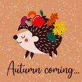 Autumn coming greeting card