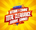 Autumn is coming, new autumn collections, sale summer collections, advertising vector banner Royalty Free Stock Photo