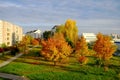 Autumn coming to the Vilnius city Pasilaiciai district Royalty Free Stock Photo