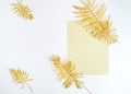 Autumn composition of fern leaves and a white sheet of paper for text. beginning of the school yearFlat lay, top view, copy space