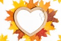 Autumn composition, maple leaves, heart shaped frame, top view, flat lay. Autumn, fall, halloween concept Royalty Free Stock Photo