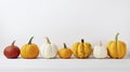 Autumn composition. Pumpkins on white background. 3d render Generative AI