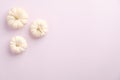 Autumn composition. White pumpkins on pastel pink background. Autumn fall, harvest or halloween concept. Flat lay, top view, copy Royalty Free Stock Photo