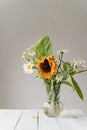 A bouquet of withered dry flowers in a vase on white Royalty Free Stock Photo