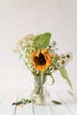 A bouquet of withered dry flowers in a vase on white Royalty Free Stock Photo