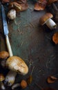 Autumn cooking background; seasoning forest organic porcini Mu Royalty Free Stock Photo