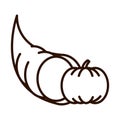 Autumn cornucopia pumpkin harvest line icon style