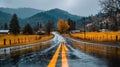Autumn Country Road in the Rain Royalty Free Stock Photo