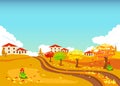 Autumn countryside landscape with farm houses and a country road Royalty Free Stock Photo