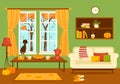 Autumn Cozy Home Decor Vector Illustration with Living Room Interior Furniture Background Elements in Flat Cartoon Hand Drawn Royalty Free Stock Photo