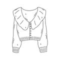 Autumn cozy soft jacket with cute collar. Vector