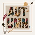 Autumn creative poster design with hand-drawn elements