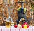 Autumn crops and wine Royalty Free Stock Photo