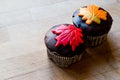 Autumn Cupcakes with leaf style Royalty Free Stock Photo
