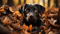 Autumn cute dog, a purebred retriever, sits in nature beauty generated by AI Royalty Free Stock Photo