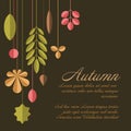 Autumn dark abstract floral background with leafs