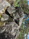 Autumn Day in Fontainebleau Forest: Bouldering at L'elephant Rock Trail Royalty Free Stock Photo