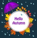Vector autumn, fall card,print,illustration,template,border. Hello autumn. Royalty Free Stock Photo