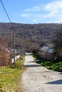 An autumn day, a mountain chalet, a sunny morning, the life of wooden structures, residential buildings falling into disrepair.